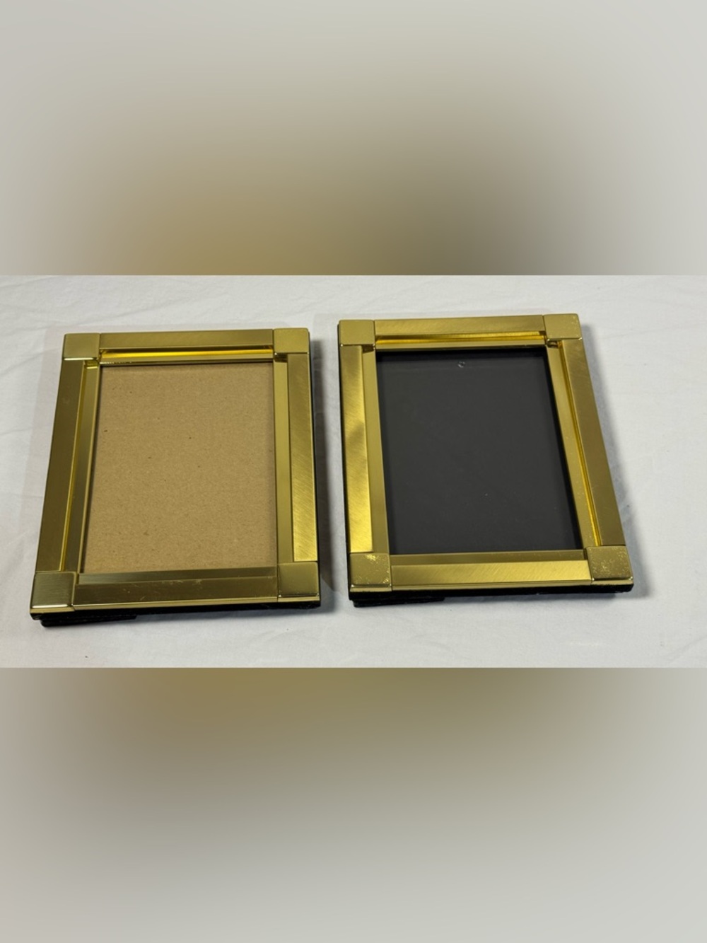 Gold tone Metal Picture Frames Set of 2 Fetco brass steps 5 x 7